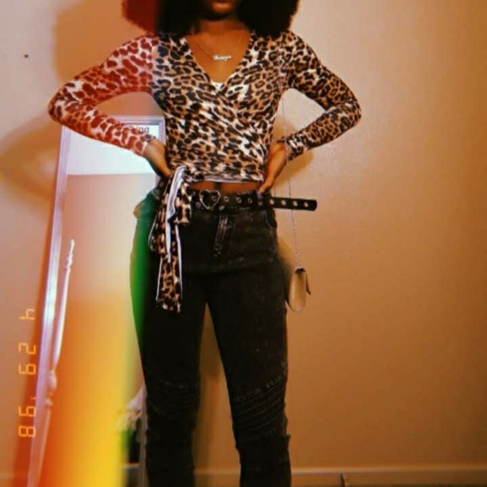 Cheetah print wrap around shirt